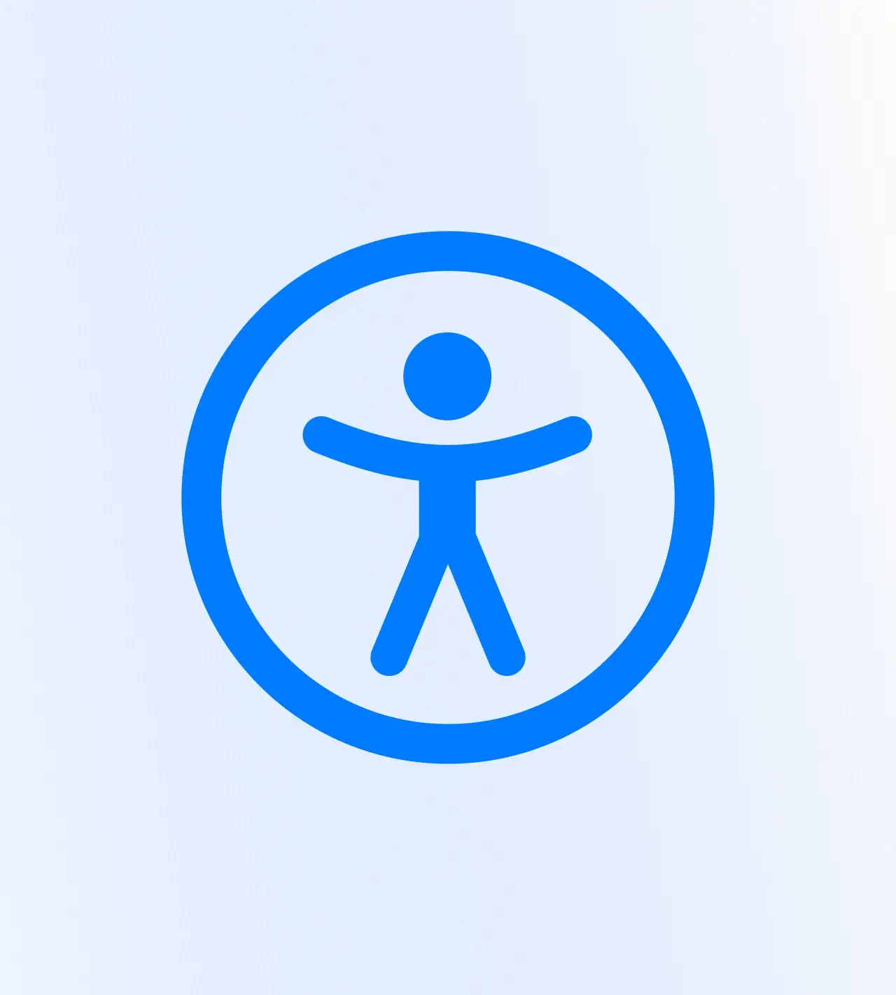Accessibility icon depicting a person with arms up